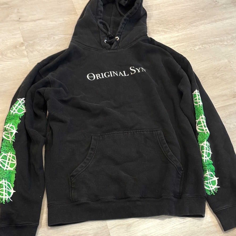 Black Hoodie with Green Accents